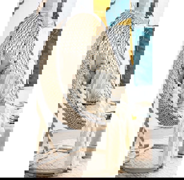 Sutton Garden Rattan Hanging Egg Chair with Stand, Indoor/ Outdoor Furniture-Weilai Concept-Weilai Concept