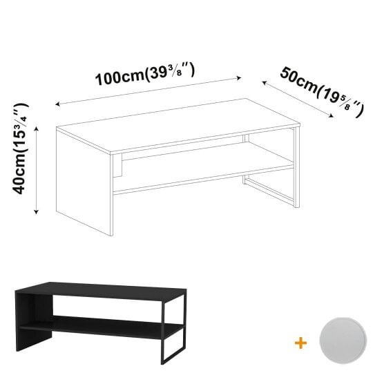 Havendro Wooden Coffee Table Steel Frame Open Storage Shelf Living Room Furniture