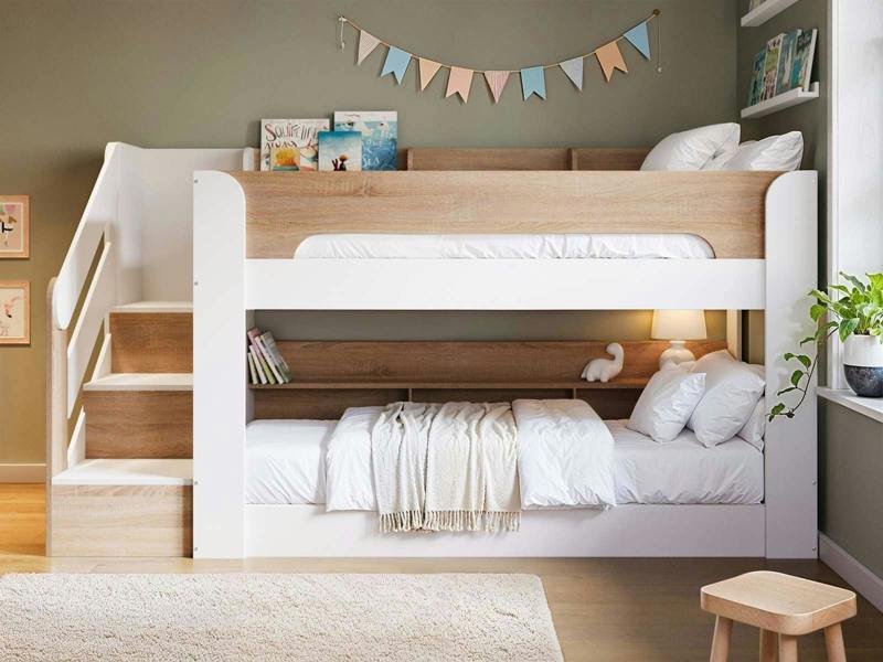 Flair Zeno Staircase Low Bunk with Storage White