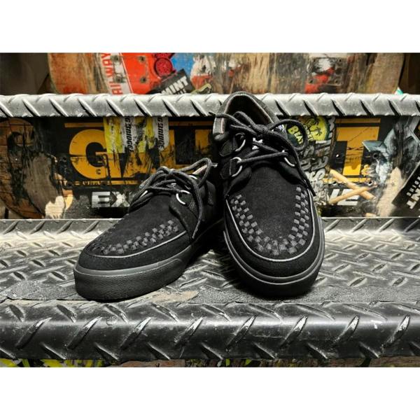 TUK Footwear TUK Pointed Creeper Sneaker Black Suede Platform Shoes - A9178