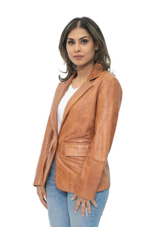Infinity Leather Womens Soft Leather Blazer Jacket-Apeldoorn