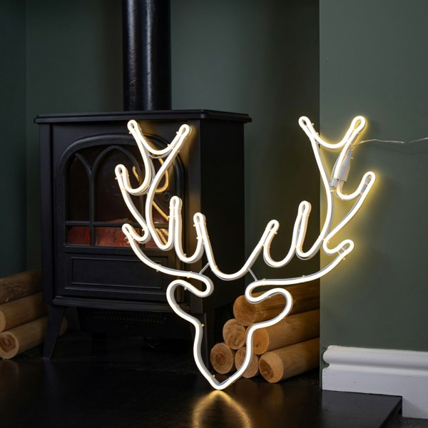 Samuel Alexander 58cm Light up Neon Flex Christmas Reindeer Head with Warm White LEDs