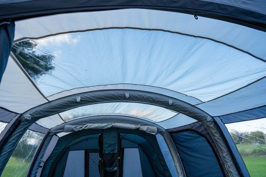 The inside of the Blakedown Breeze 4 Berth Inflatable Tent from OLPRO showing the skylight.