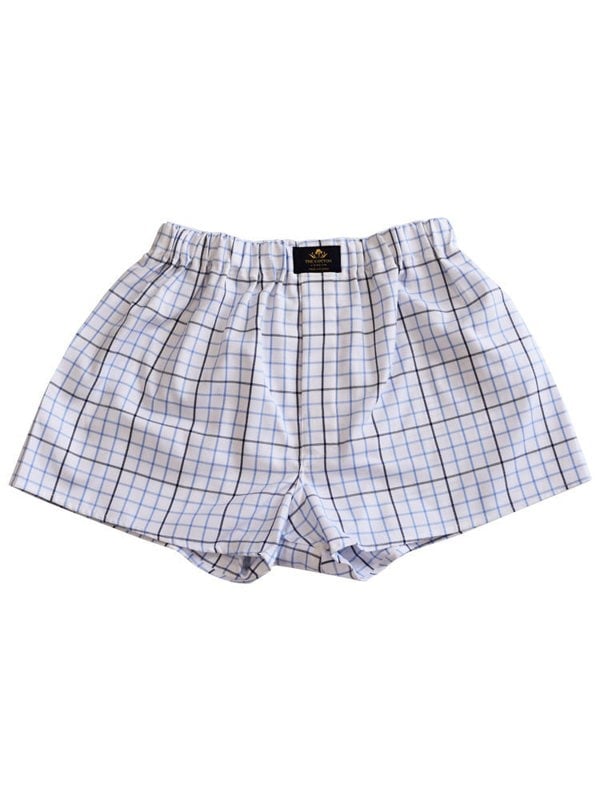 Chequered pure cotton boxers in black & blue