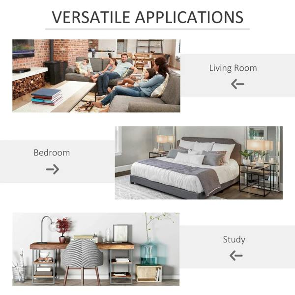 White 9-cube storage unit shown in multiple room-style scenes with open shelves
