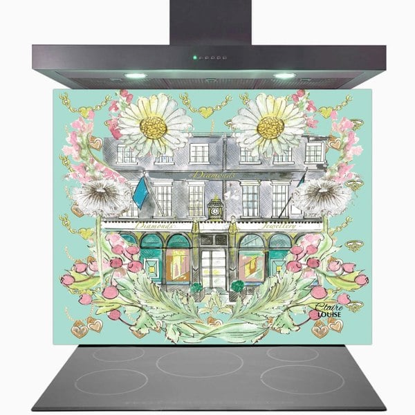 Claire Louise - Designer Tiffany In Full Bloom Glass Kitchen Splashback