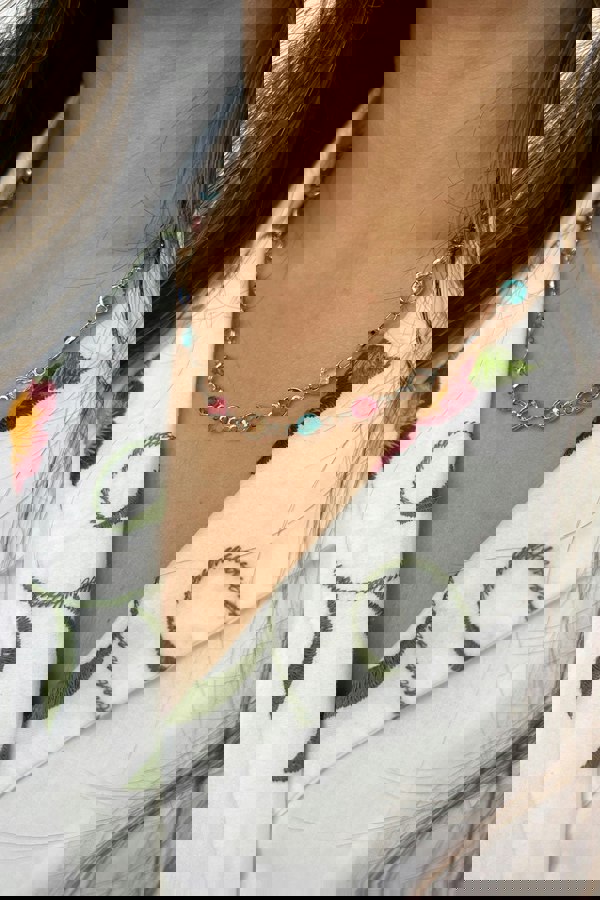 SVNX Crystal Chain Necklace in Multi - Gift Boxed