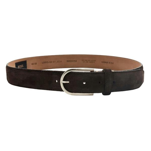 Boss Logo Leather Pin Belt - Dark Brown - 