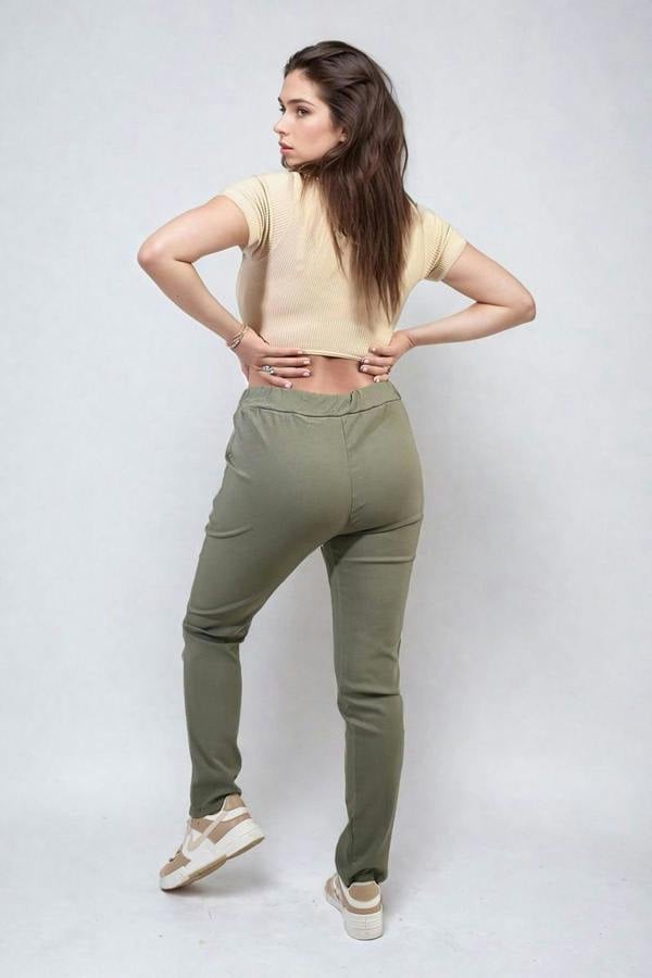 Delilah Casual Drawstring Trousers - Khaki