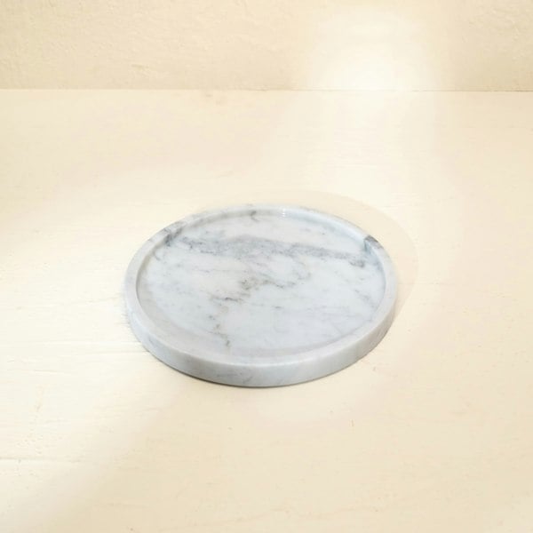 Round Vanity Tray – Marble & Mineral Stone in Four Colours - Coastal Villa Homeware
