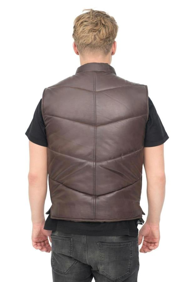 Infinity Leather Mens Classic Leather Puffer Waistcoat-Nottingham