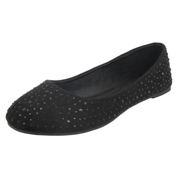 Spot On Ladies Spot On Flat Diamante Ballerinas