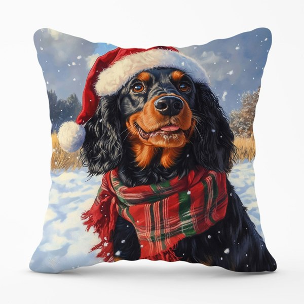 Warren Reed Snowy Christmas Gordon Setter Cushion