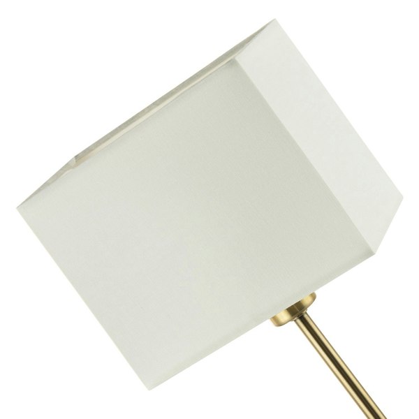 Contemporary Antique Brass Bedside Table Lamp with White Cotton Fabric Shade Image 8