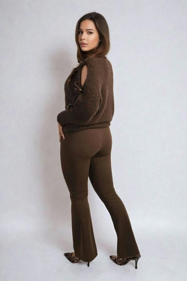 Jessica High Waisted Flare Leg Trouser - Brown