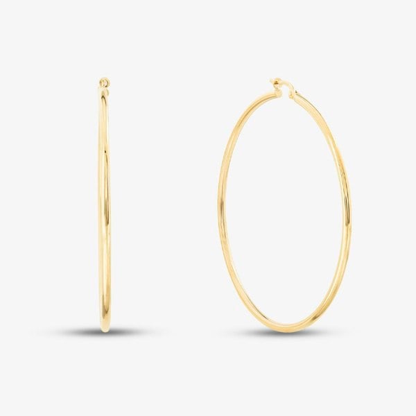 T. H. Baker 9ct Yellow Gold 50mm Large Round Hoop Earrings UER108Y