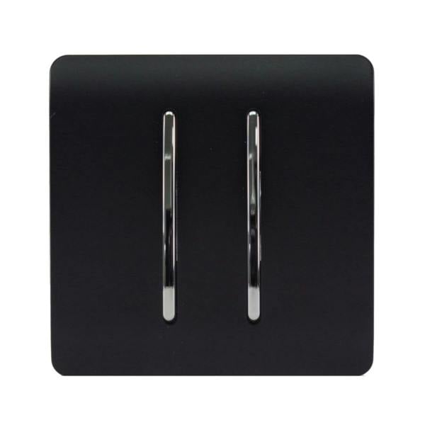Trendi Switch 2 Gang 1 or 2 way Rocker Light Switch in Matt Black