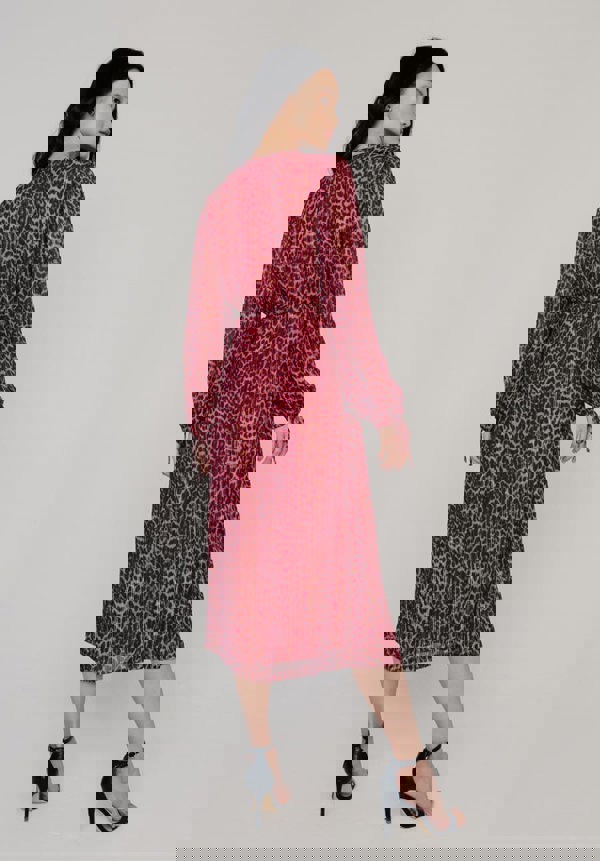 Fifi Leopard Midi Dress in Burgundy