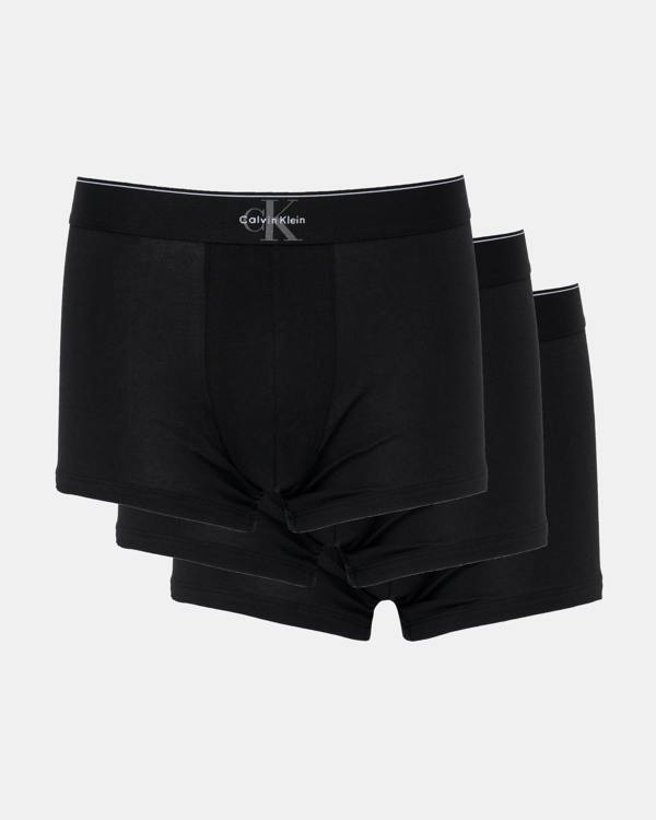 Calvin Klein 3-Pack Graphic Monogram Mens Cotton Trunks - Black/Grey/White