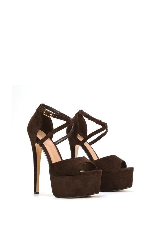 XY LONDON Strappy High Platform Heels With Peep Toe