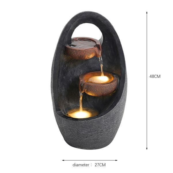 Garden Water Feature Fountain with LED Light Electric Pump Cascade Home Decor Fountains & Waterfalls Living and Home