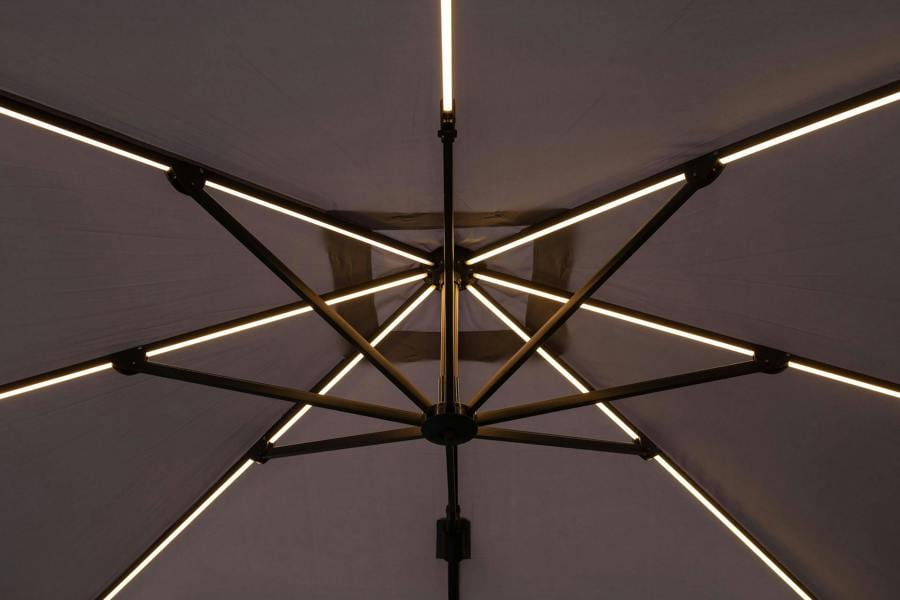 Garden Impressions Hawaii 300cm x 300cm Lumen LED Square Cantilever Parasol with 90kg Moveable Granite Base