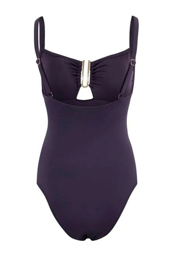 WOVCOR Square Neck Covered Draped Regular Swimsuit with Accessories