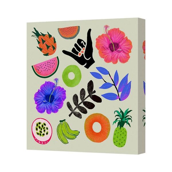 Benjamin Tate Design Contemporary Tropical Fruit and Floral Canvas Wall Art Print