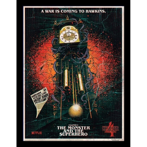 Stranger Things The Monster And The Superhero Print - Black/Red/Gold