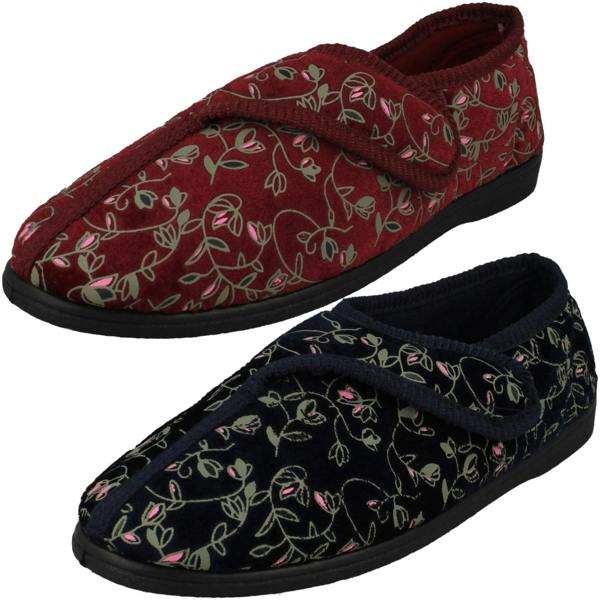 Jo & Joe Ladies Jo & Joe Floral Detailed Hook And Loop Slippers Eva