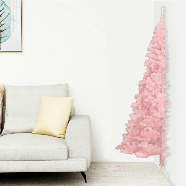 Berkfield Artificial Half Christmas Tree with Stand Pink 180 cm PVC