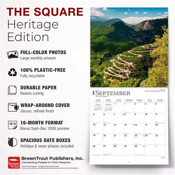 Greece Calendar 2027, Wall Calendars, Month To View, Travel, Gift