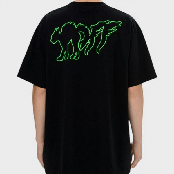 Off - White Mad Cat T-Shirt Black/Green - Supplied FashionOFF WHITE