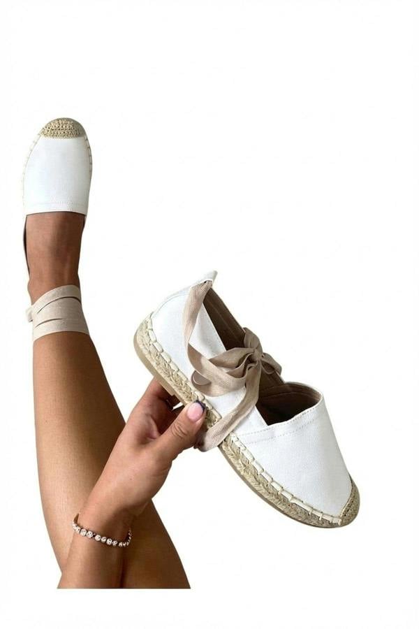 Zoey Tie Leg Espadrille Sandals - White_wb