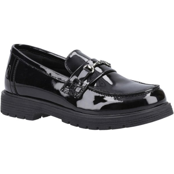 Hush Puppies Lydia Patent Senior Leather Girls's Black Loafers