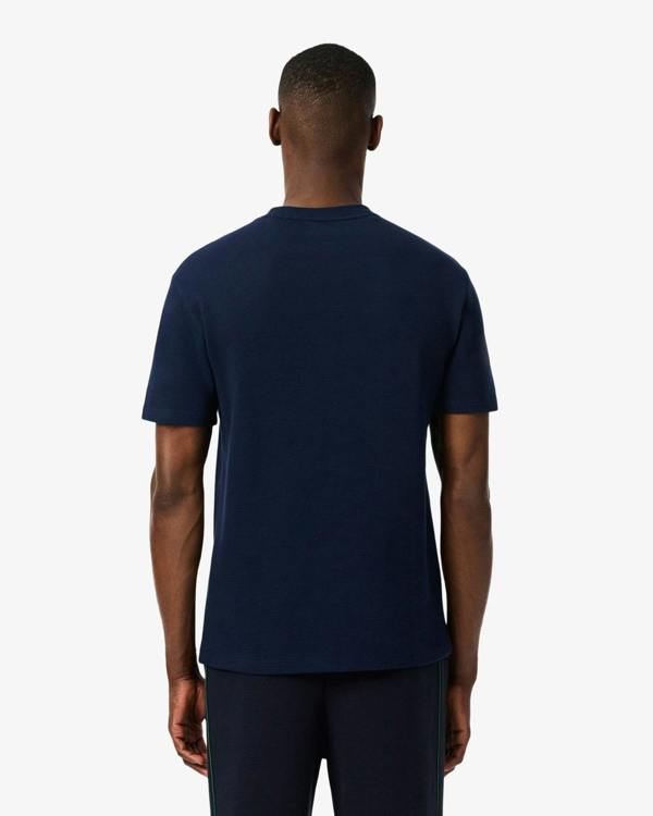 Lacoste Waffled Cotton Mens Loungewear T - Shirt - Navy Blue 166 | CHO | Designer Mens Loungewear T - Shirts