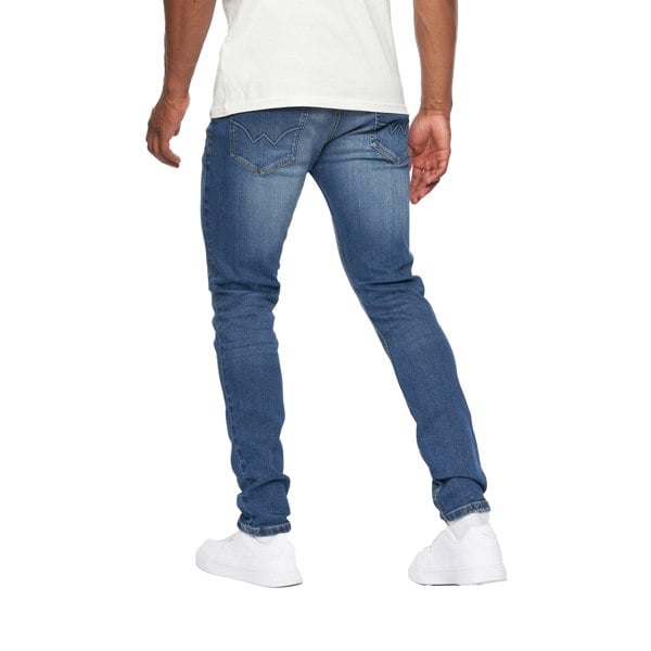 Duck And Cover Mens Overburg Tapered Jeans - Mid Wash