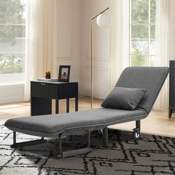 Upholstered Single Sleeper Chair Convertible Sofa Bed with Metal Legs Recliners Living and Home