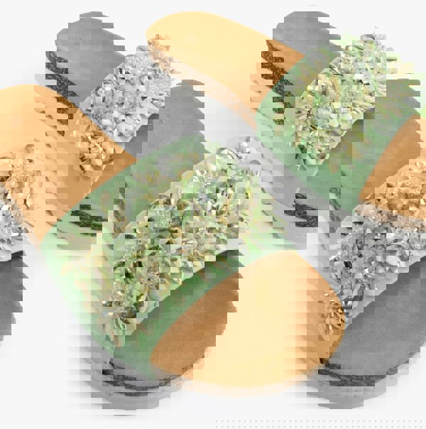 Dr Keller GLITZY Womens Slides Lime Green