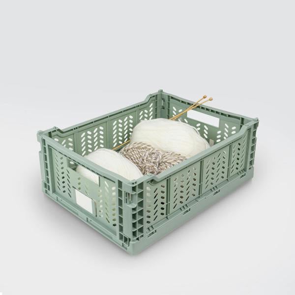 JVL STACKIT - Plastic Foldable Storage Crate -14.5L - Green