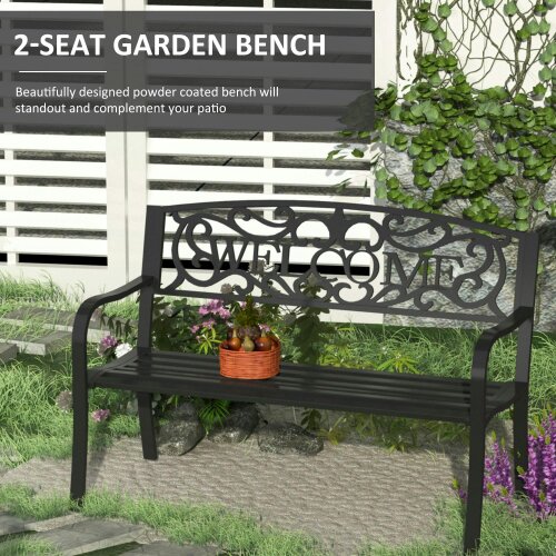 Wyld Haus Rolare 126cm Steel Black Outdoor Garden Bench