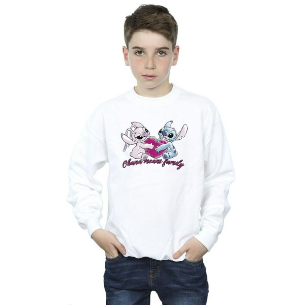 Disney Boys Lilo And Stitch Ohana Heart With Angel Sweatshirt - White