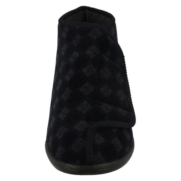 Spot On Mens Balmoral Chequered Pattern Bootee Slippers VB M25