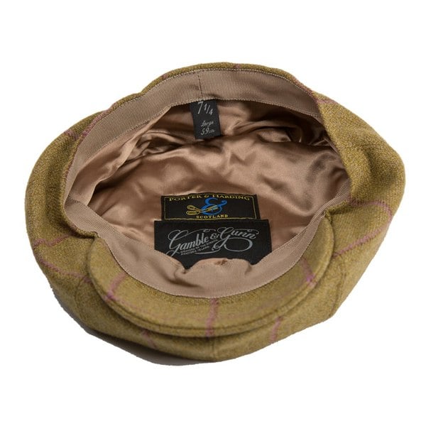 Gamble & Gunn 'Argyle' British Made Tweed 8 Panel Button Top Cap