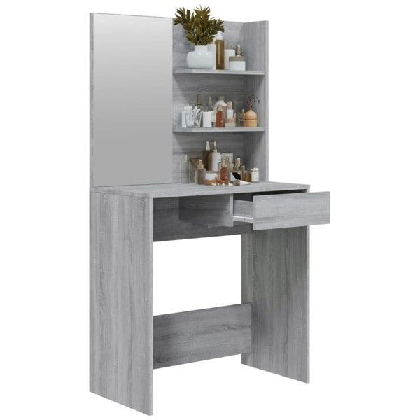Berkfield Dressing Table with Mirror Grey Sonoma 74.5x40x141 cm