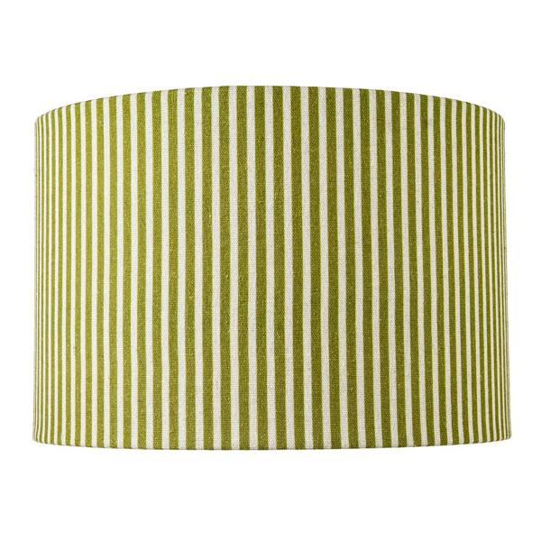 Olive Green Thin Striped Linen Fabric Lamp Shade with Inner Lining Image 4