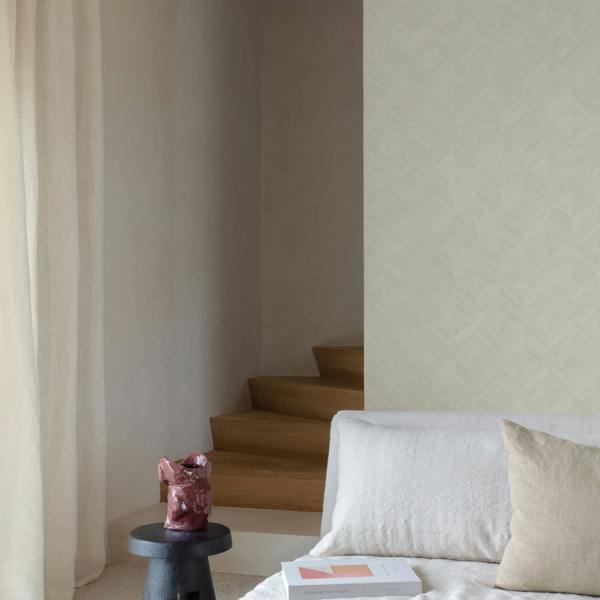 Grandeco Boutique Amber Art Deco Geo Luxury Weight Embossed Wallpaper, Off White