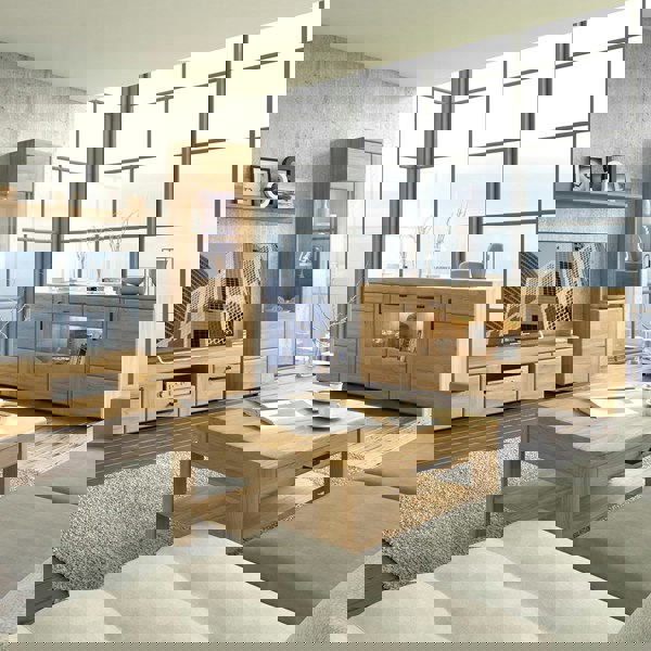 Furniture To Go Cortina Tall glazed display cabinet (LH) in Grandson Oak