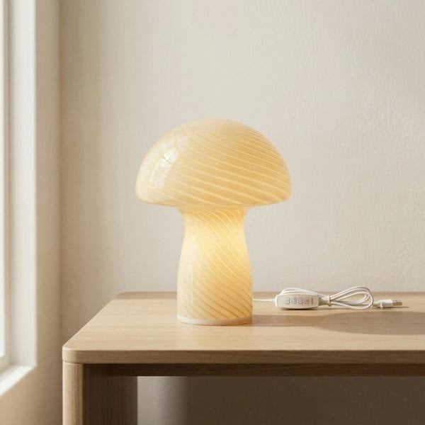 Garden Greatness Cream Sculptural Mushroom Table Lamp
