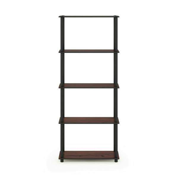WALPLUS Durable Turn-N-Tube 5-Tier Multipurpose Shelf Display Rack, Dark Cherry/Black for Study Room
